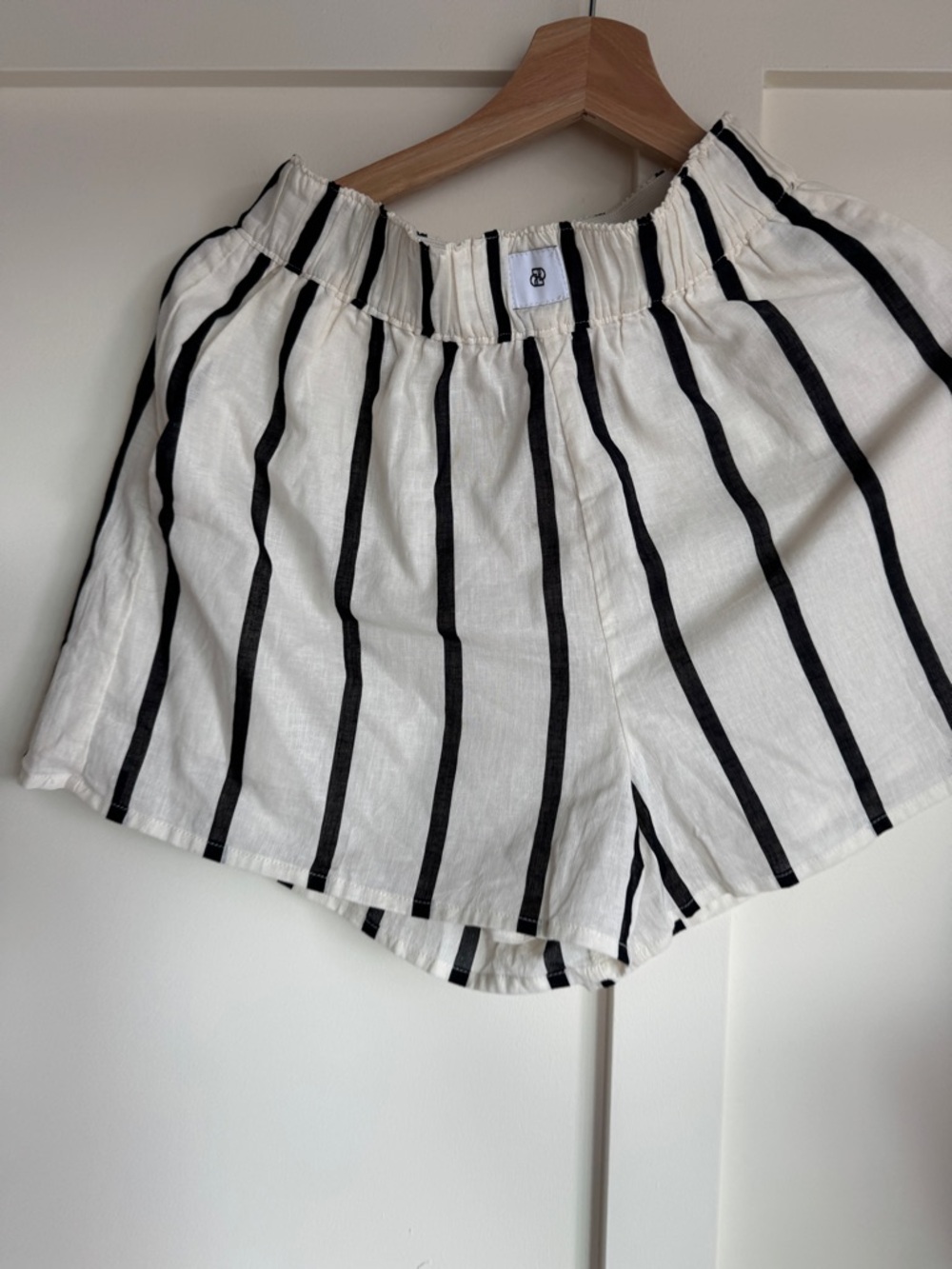 DISSH High-Waist Women’s Shorts — White with Black Stripes